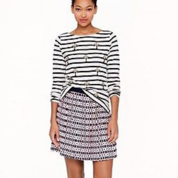 J CREW Silk Diamond Short Skirt 2 NWT Rose/Navy - Picture 1 of 4